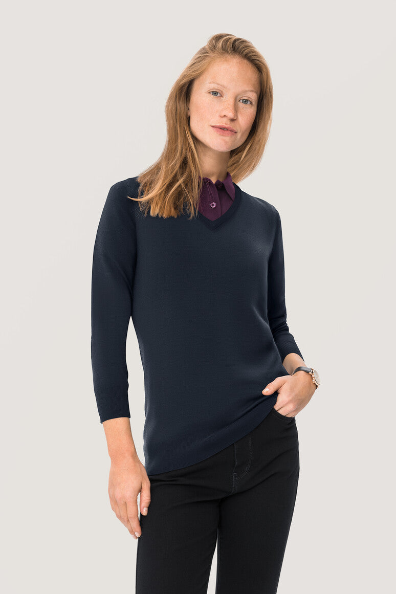 NO. 134 HAKRO DAMEN V-PULLOVER MERINO-WOOL Gr. XS - 3XL