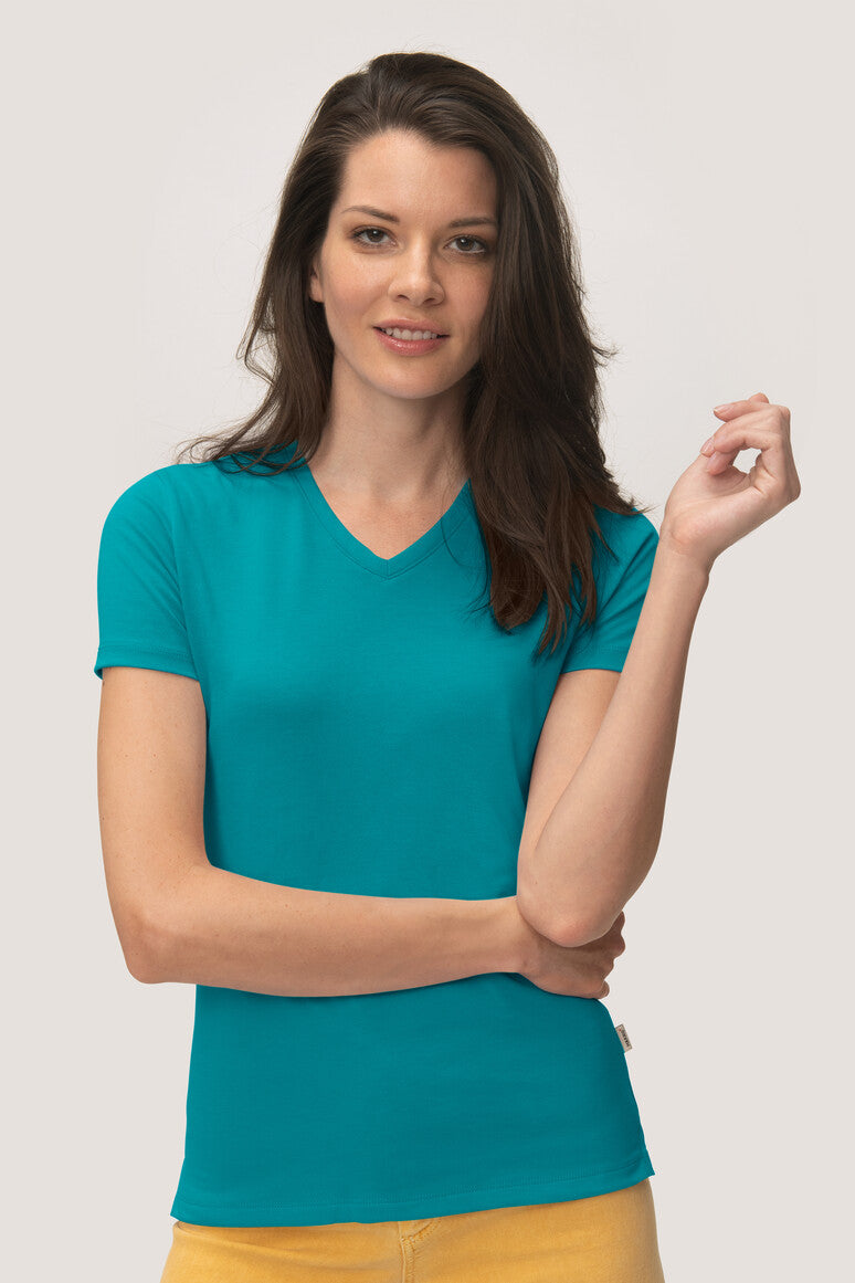 NO. 169  HAKRO COTTON TEC® DAMEN V-SHIRT Gr. XS - 3XL