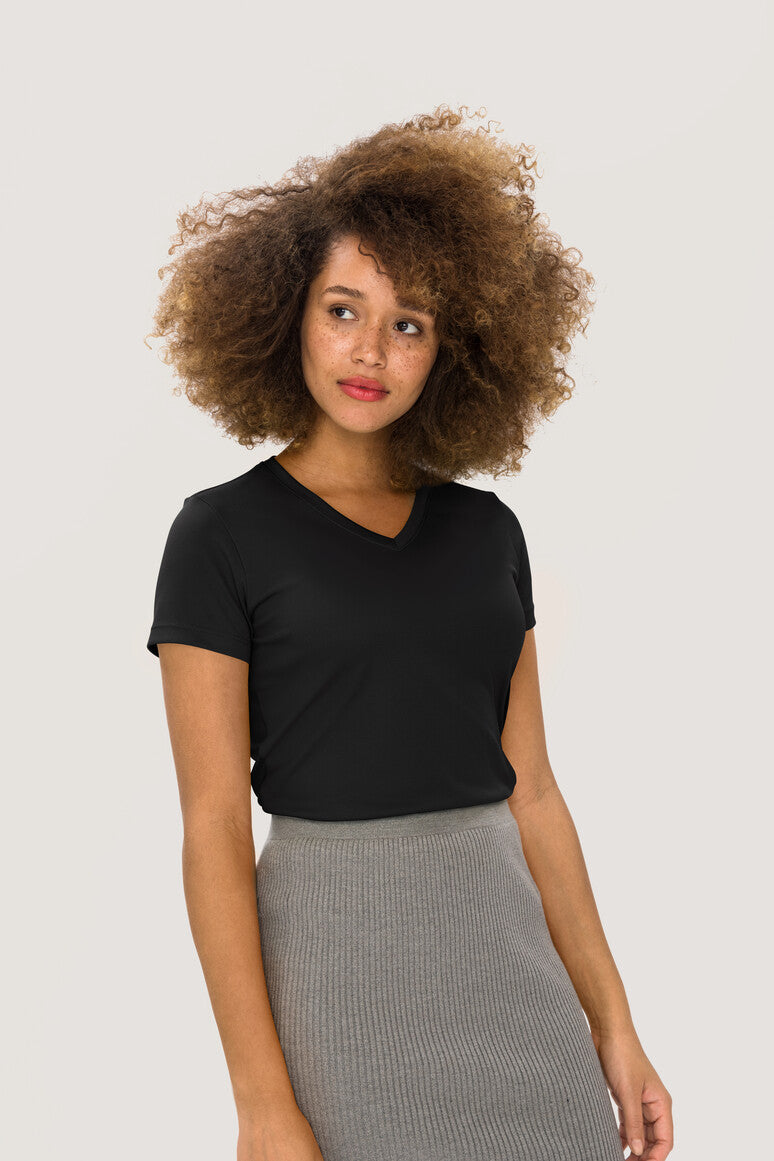 NO. 187  HAKRO DAMEN V-SHIRT COOLMAX® Gr. XS - 3XL