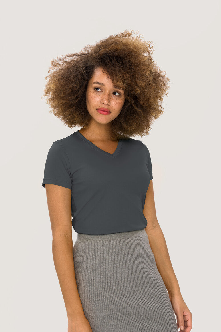 NO. 187  HAKRO DAMEN V-SHIRT COOLMAX® Gr. XS - 3XL