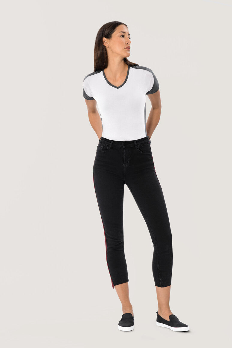 NO. 190  HAKRO DAMEN V-SHIRT CONTRAST MIKRALINAR® Gr. XS - 6XL