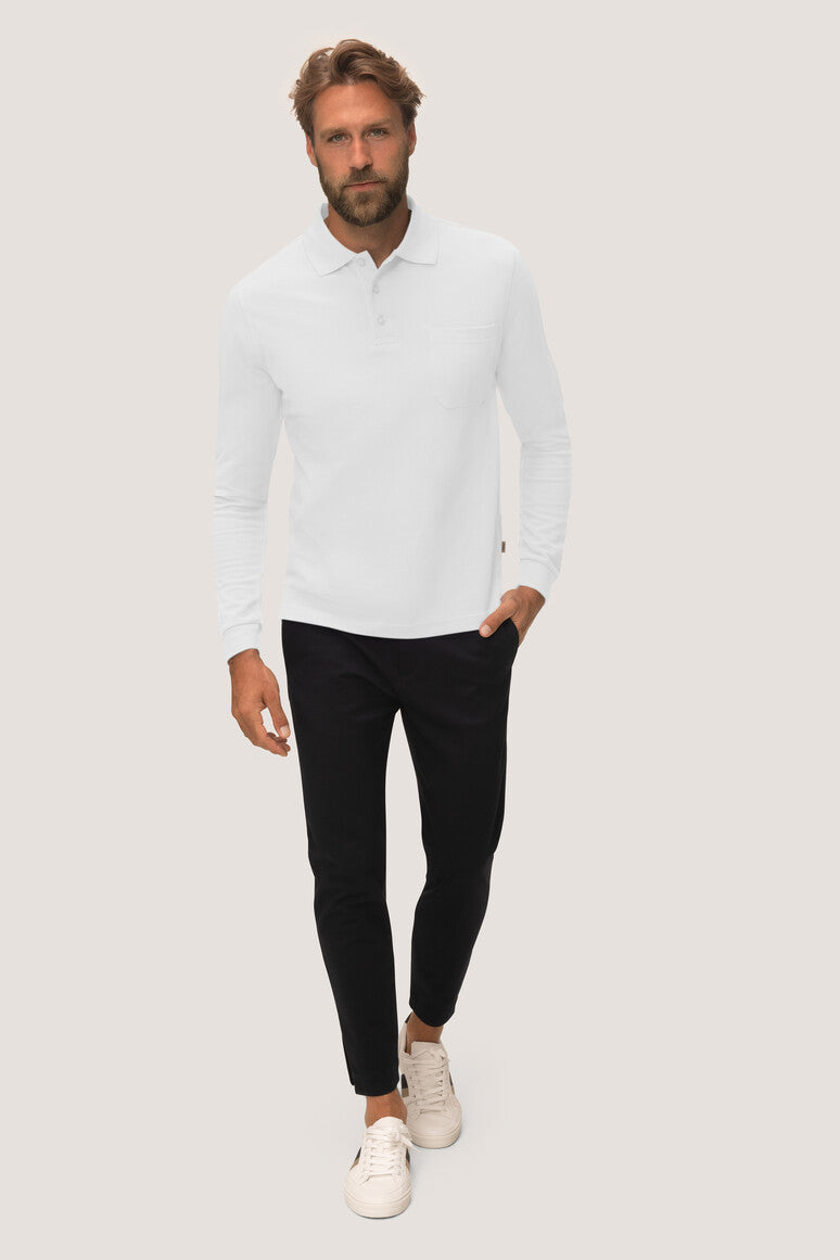 NO. 809  HAKRO HERREN LONGSLEEVE-POCKET-POLOSHIRT TOP Gr. XS - 3XL
