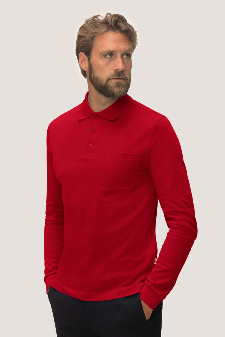 NO. 809  HAKRO HERREN LONGSLEEVE-POCKET-POLOSHIRT TOP Gr. XS - 3XL