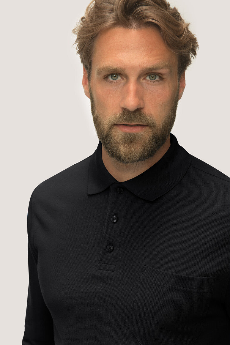 NO. 809  HAKRO HERREN LONGSLEEVE-POCKET-POLOSHIRT TOP Gr. XS - 3XL